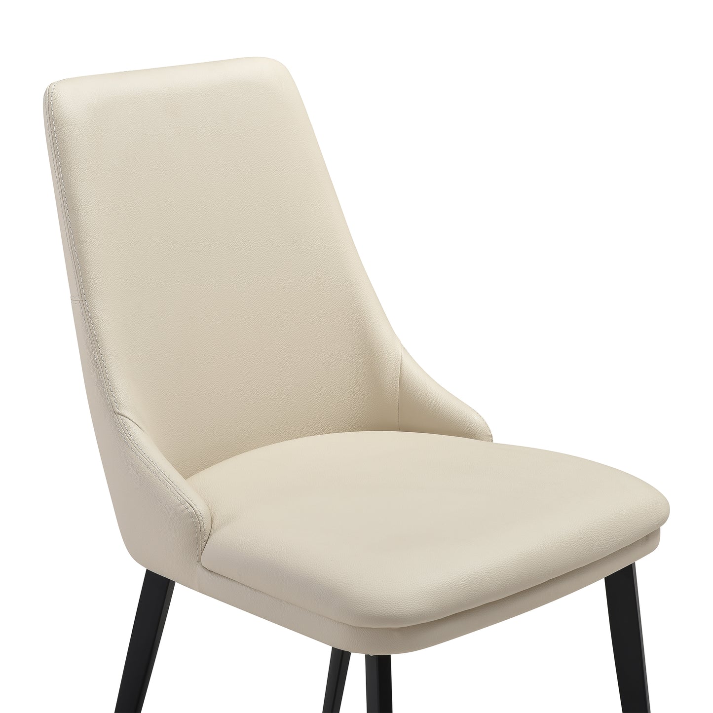 Genesis Upholstered Dining Chair in Beige Faux Leather with Black Metal Legs - Set of 2 By Armen Living | Dining Chairs | Modishstore - 7