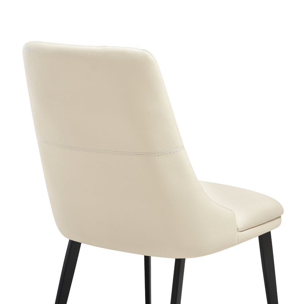 Genesis Upholstered Dining Chair in Beige Faux Leather with Black Metal Legs - Set of 2 By Armen Living | Dining Chairs | Modishstore - 11