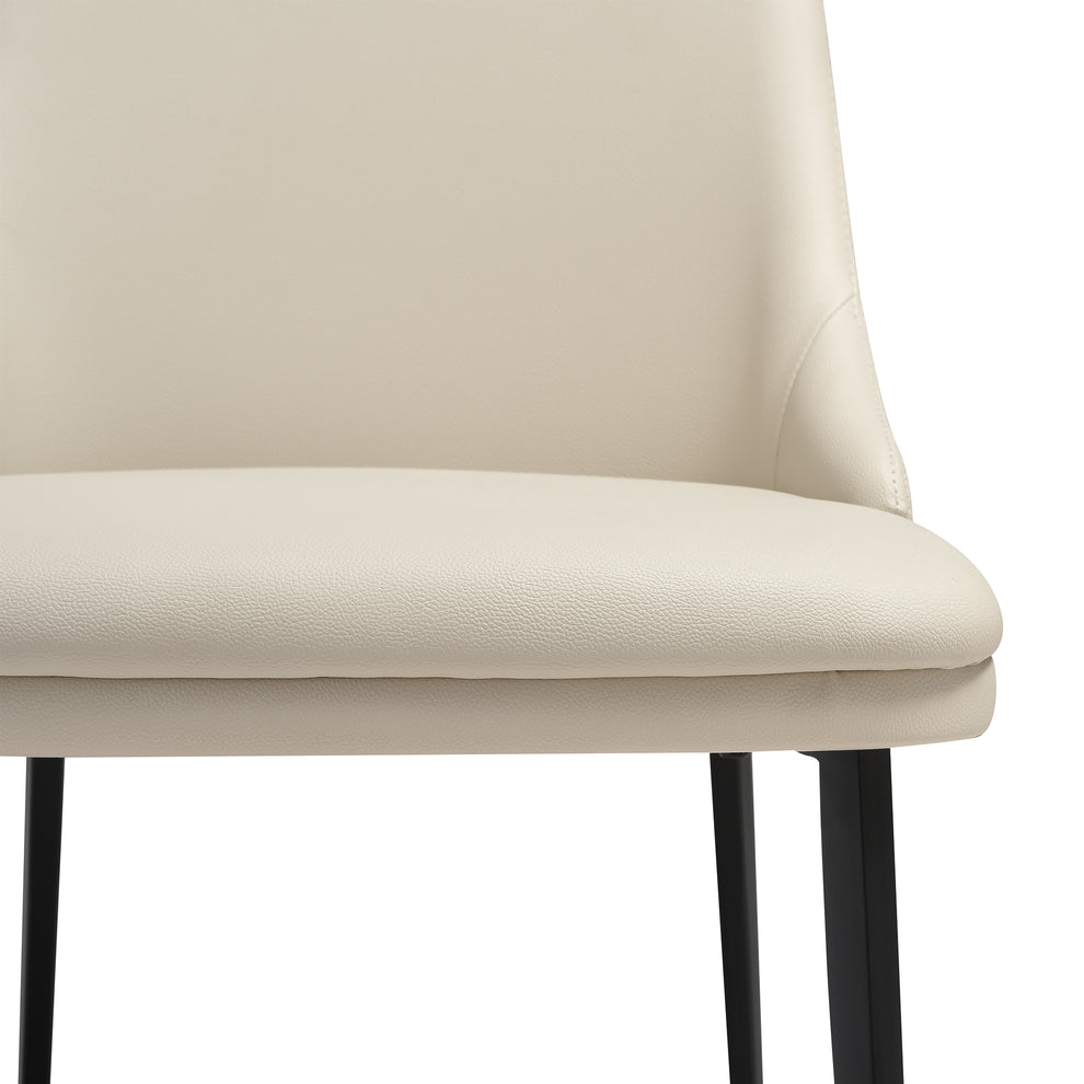 Genesis Upholstered Dining Chair in Beige Faux Leather with Black Metal Legs - Set of 2 By Armen Living | Dining Chairs | Modishstore - 8