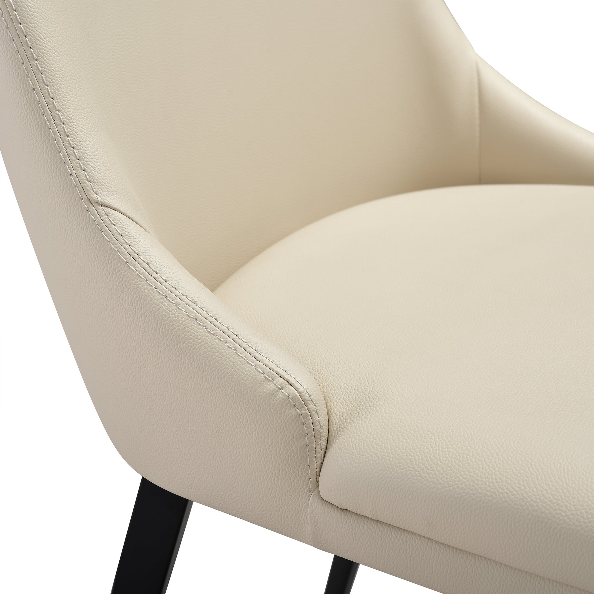 Genesis Upholstered Dining Chair in Beige Faux Leather with Black Metal Legs - Set of 2 By Armen Living | Dining Chairs | Modishstore - 9