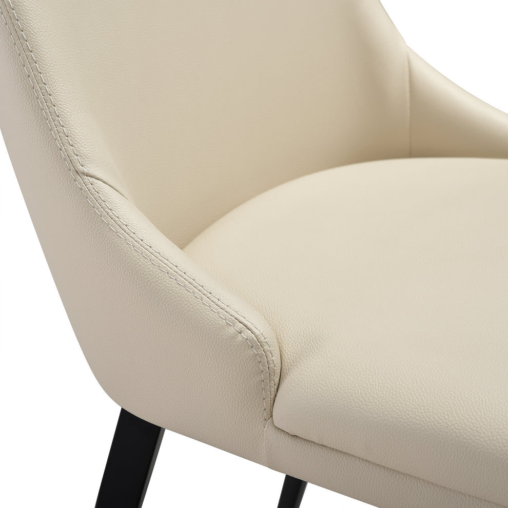 Genesis Upholstered Dining Chair in Beige Faux Leather with Black Metal Legs - Set of 2 By Armen Living | Dining Chairs | Modishstore - 9