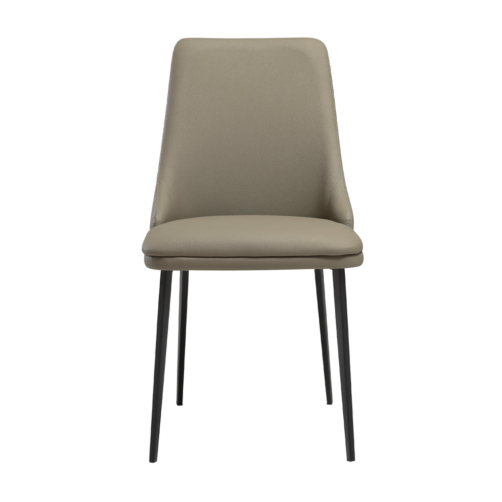Genesis Upholstered Dining Chair in Taupe Gray Faux Leather with Black Metal Legs - Set of 2 By Armen Living | Dining Chairs | Modishstore - 5