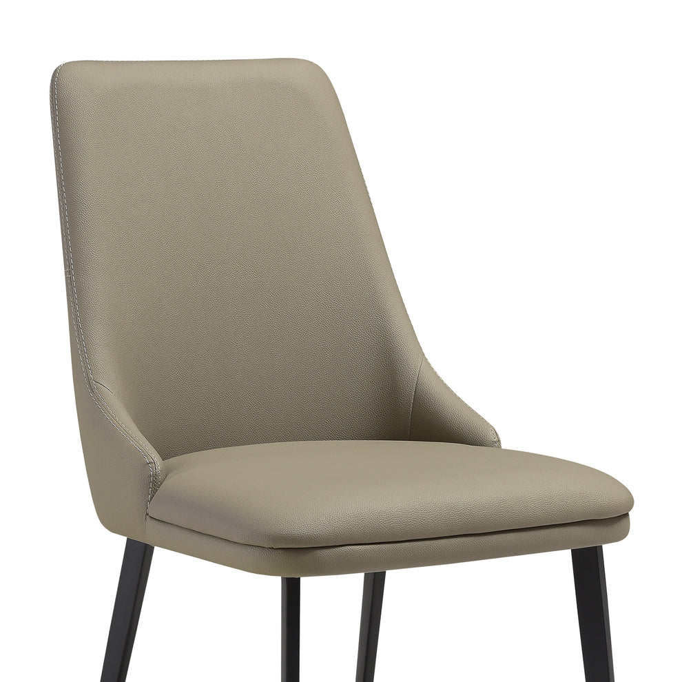 Genesis Upholstered Dining Chair in Taupe Gray Faux Leather with Black Metal Legs - Set of 2 By Armen Living | Dining Chairs | Modishstore - 6