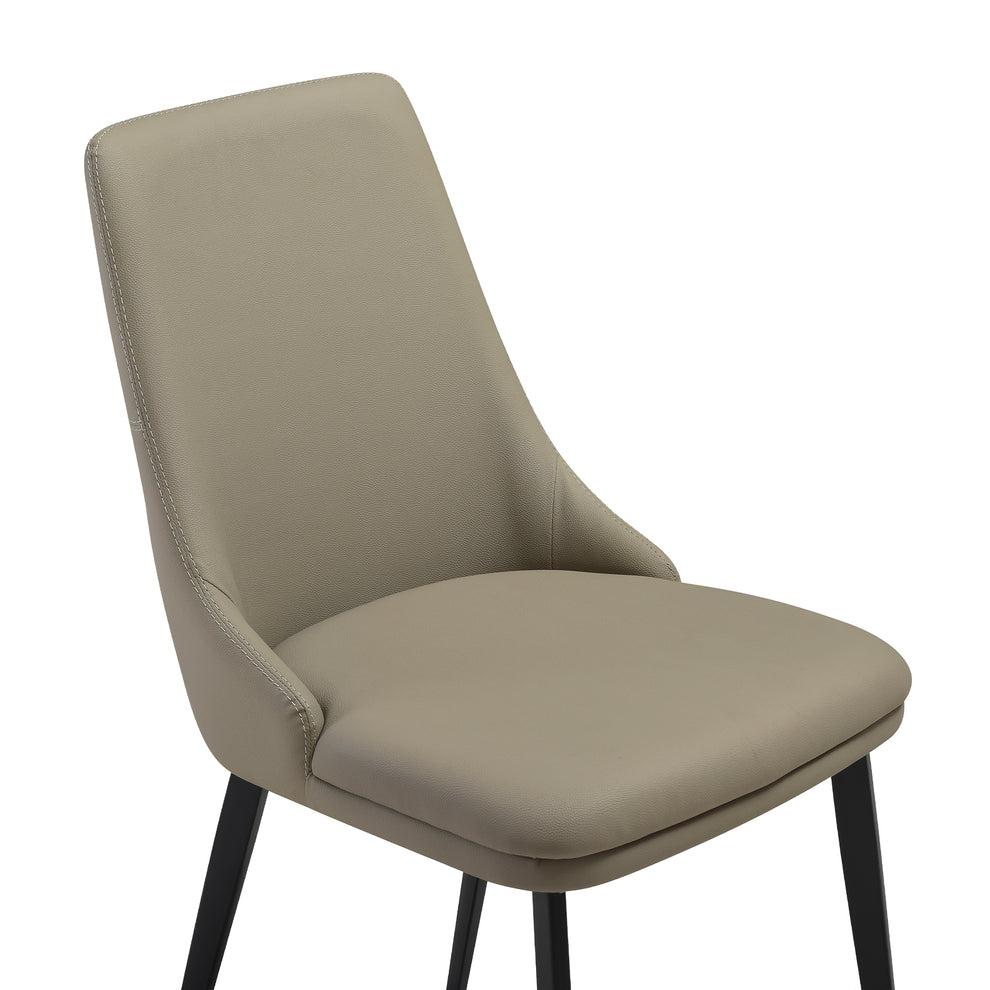 Genesis Upholstered Dining Chair in Taupe Gray Faux Leather with Black Metal Legs - Set of 2 By Armen Living | Dining Chairs | Modishstore - 7