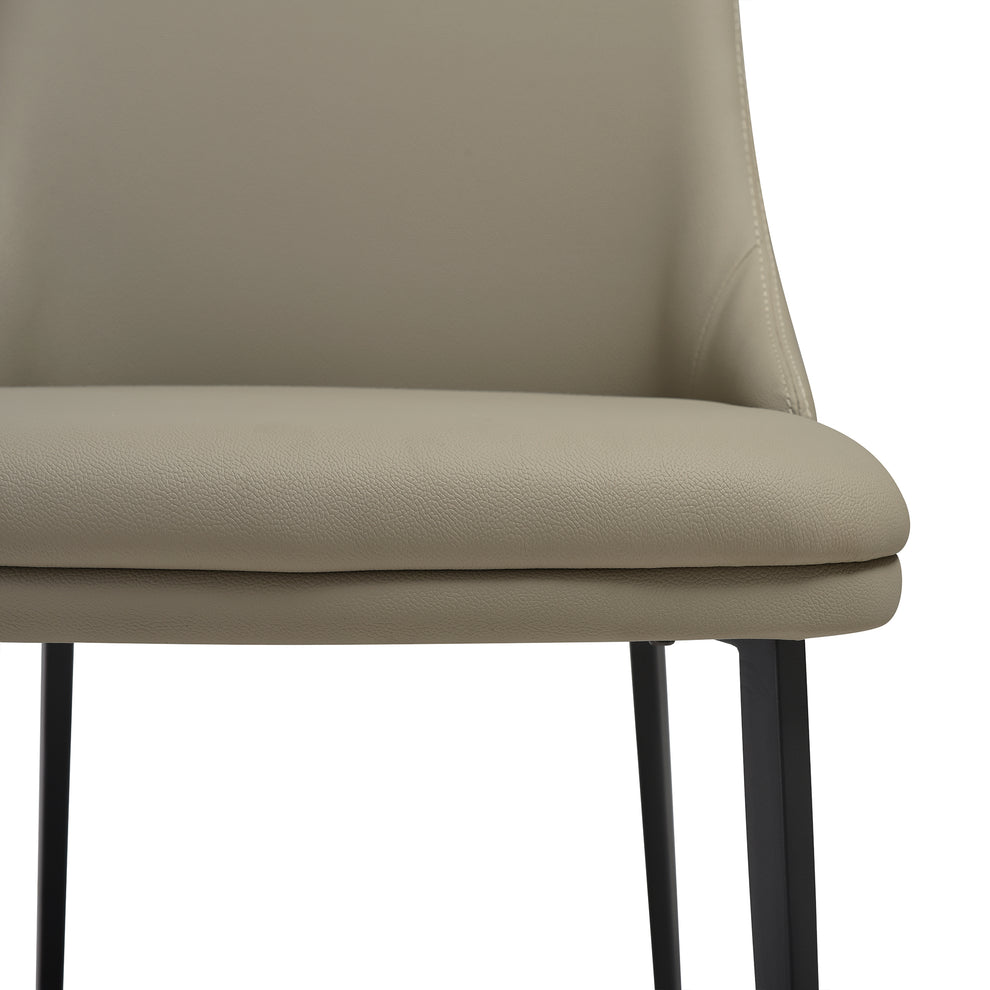 Genesis Upholstered Dining Chair in Taupe Gray Faux Leather with Black Metal Legs - Set of 2 By Armen Living | Dining Chairs | Modishstore - 8