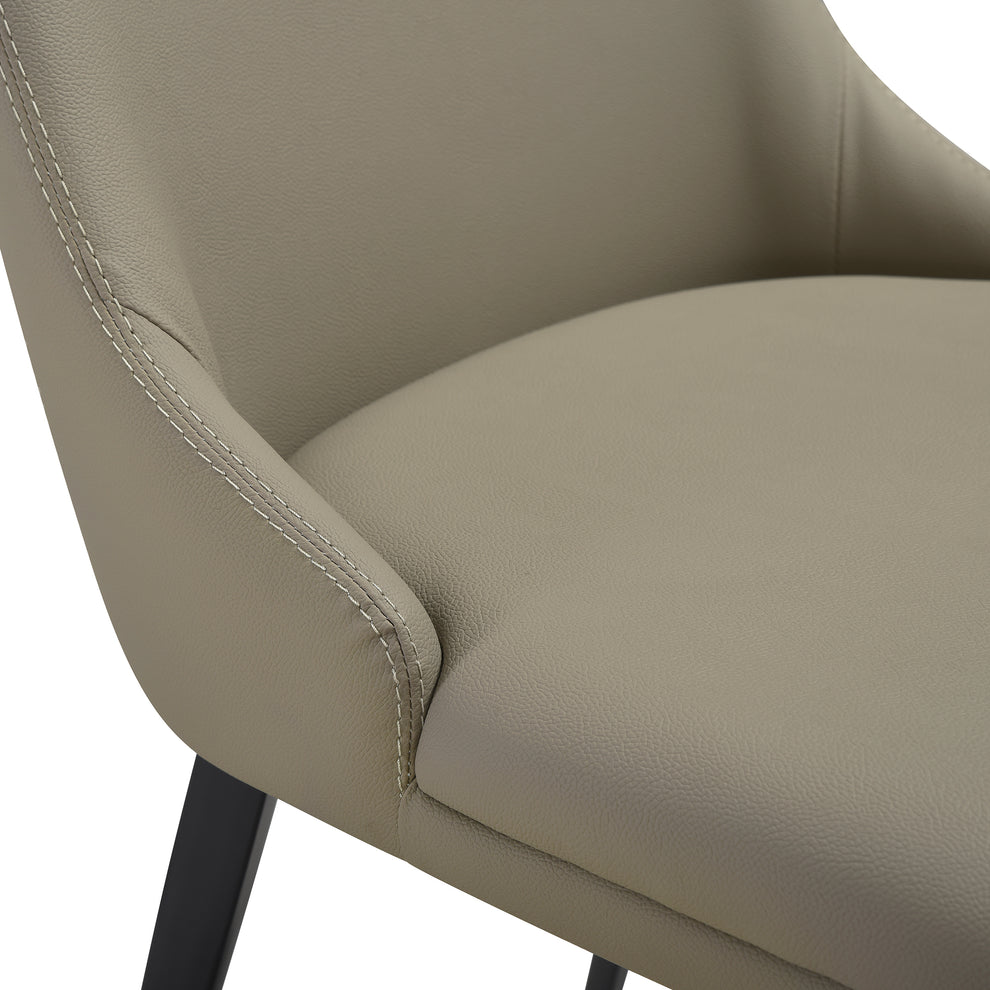 Genesis Upholstered Dining Chair in Taupe Gray Faux Leather with Black Metal Legs - Set of 2 By Armen Living | Dining Chairs | Modishstore - 9