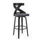 Gayle 30" Swivel Cross Back Grey Faux Leather and Black Wood Bar Stool By Armen Living | Bar Stools | Modishstore