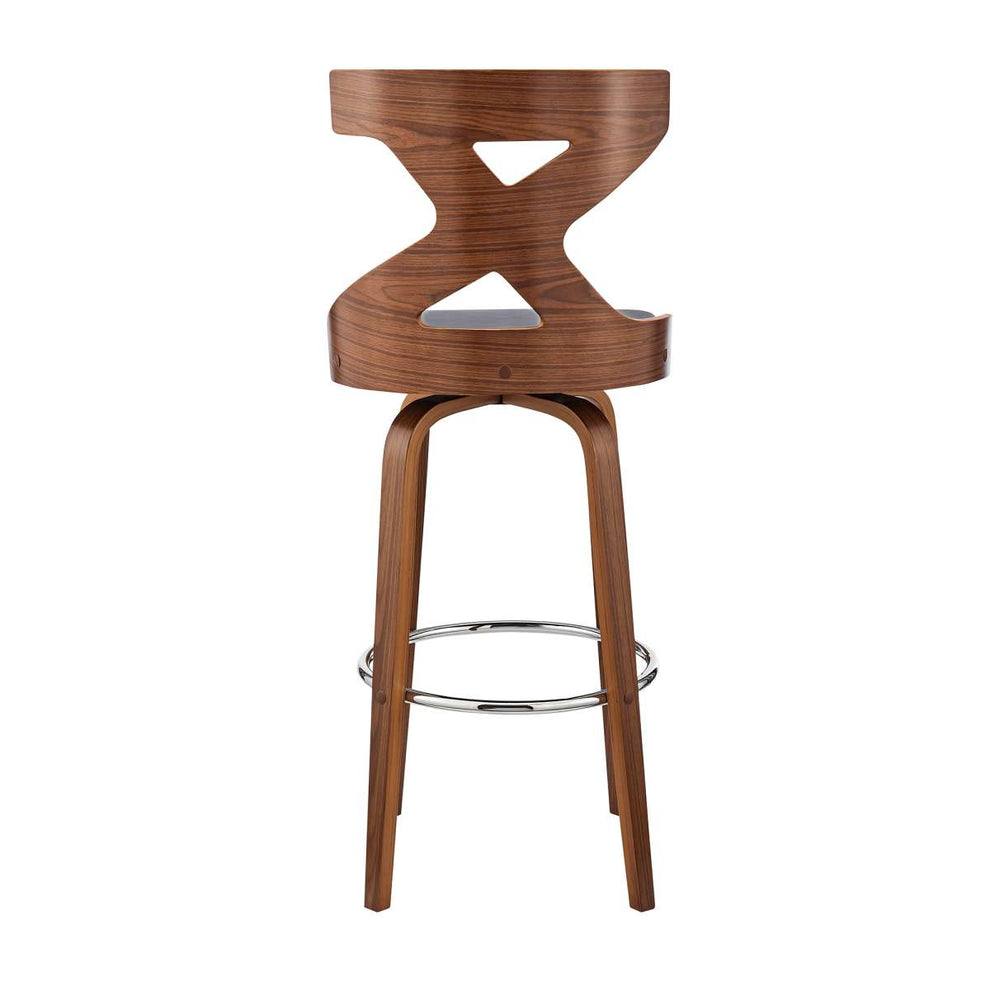 Gayle 30" Swivel Cross Back Grey Faux Leather and Walnut Wood Bar Stool By Armen Living | Bar Stools | Modishstore - 5