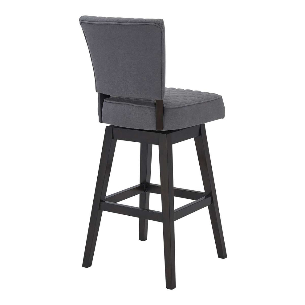 Gia 26" Counter Height Swivel Grey Fabric and Espresso Wood Bar Stool By Armen Living | Bar Stools |  Modishstore  - 4
