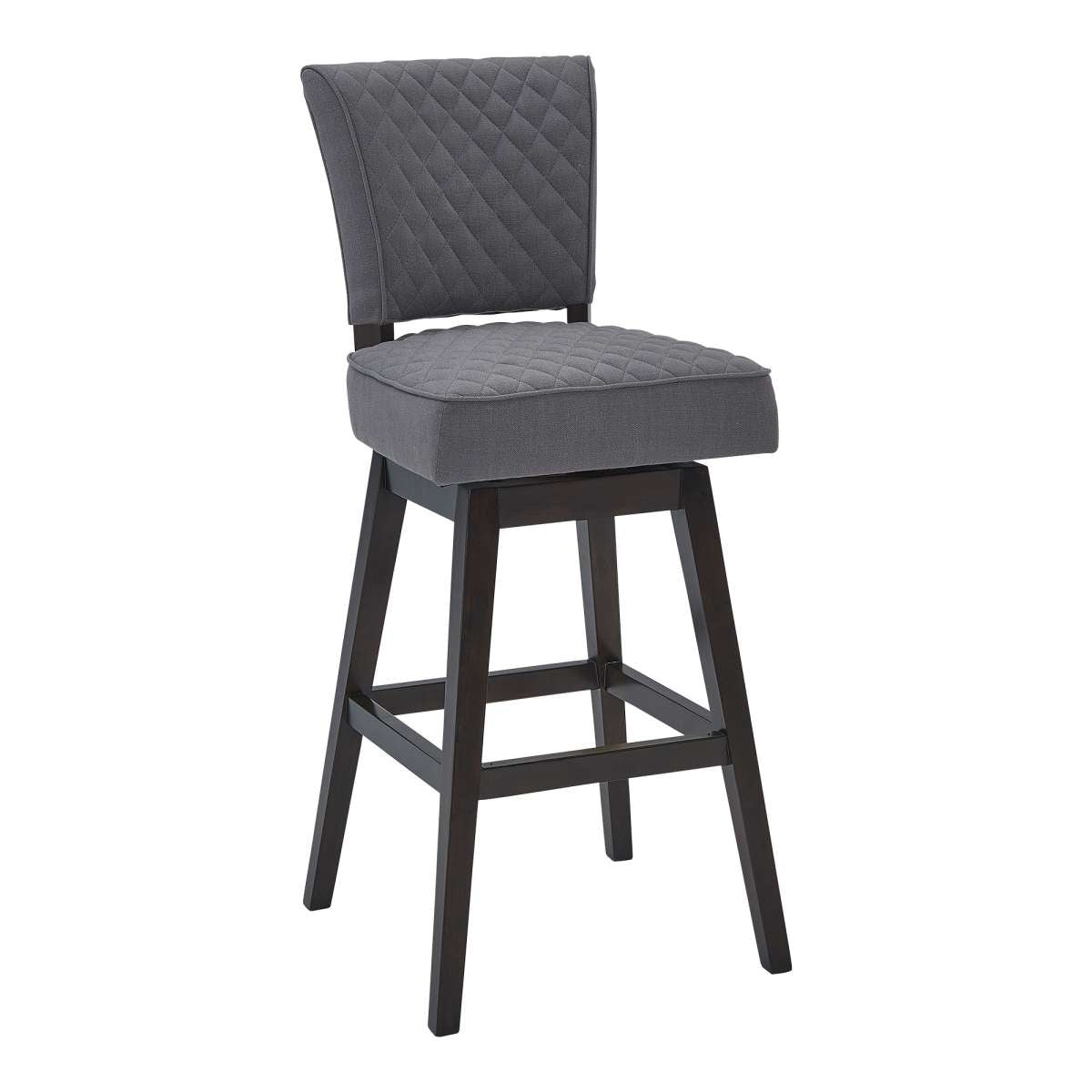 Gia 26" Counter Height Swivel Grey Fabric and Espresso Wood Bar Stool By Armen Living | Bar Stools |  Modishstore  - 2