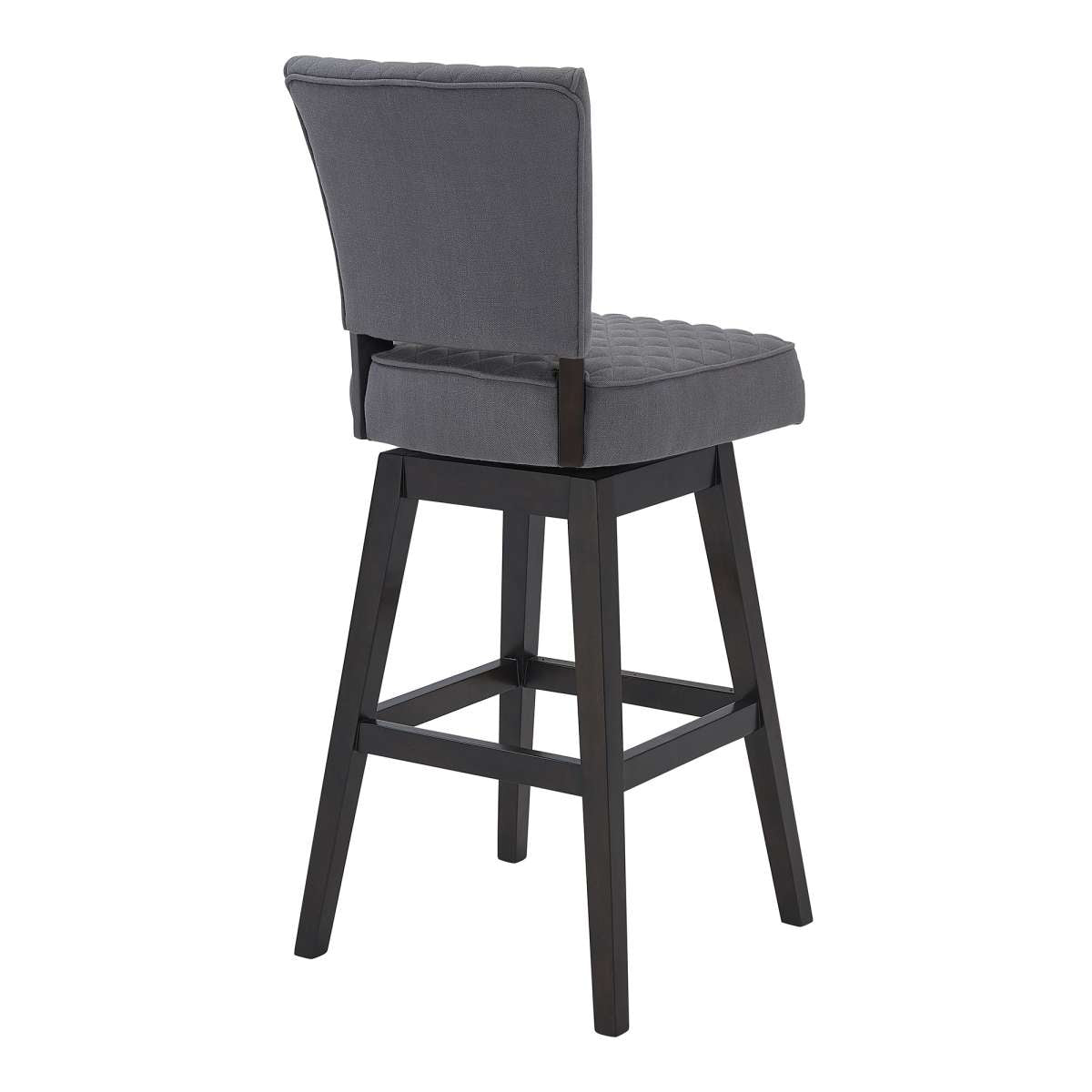 Gia 30" Bar Height Swivel Grey Fabric and Espresso Wood Bar Stool By Armen Living | Bar Stools |  Modishstore  - 2