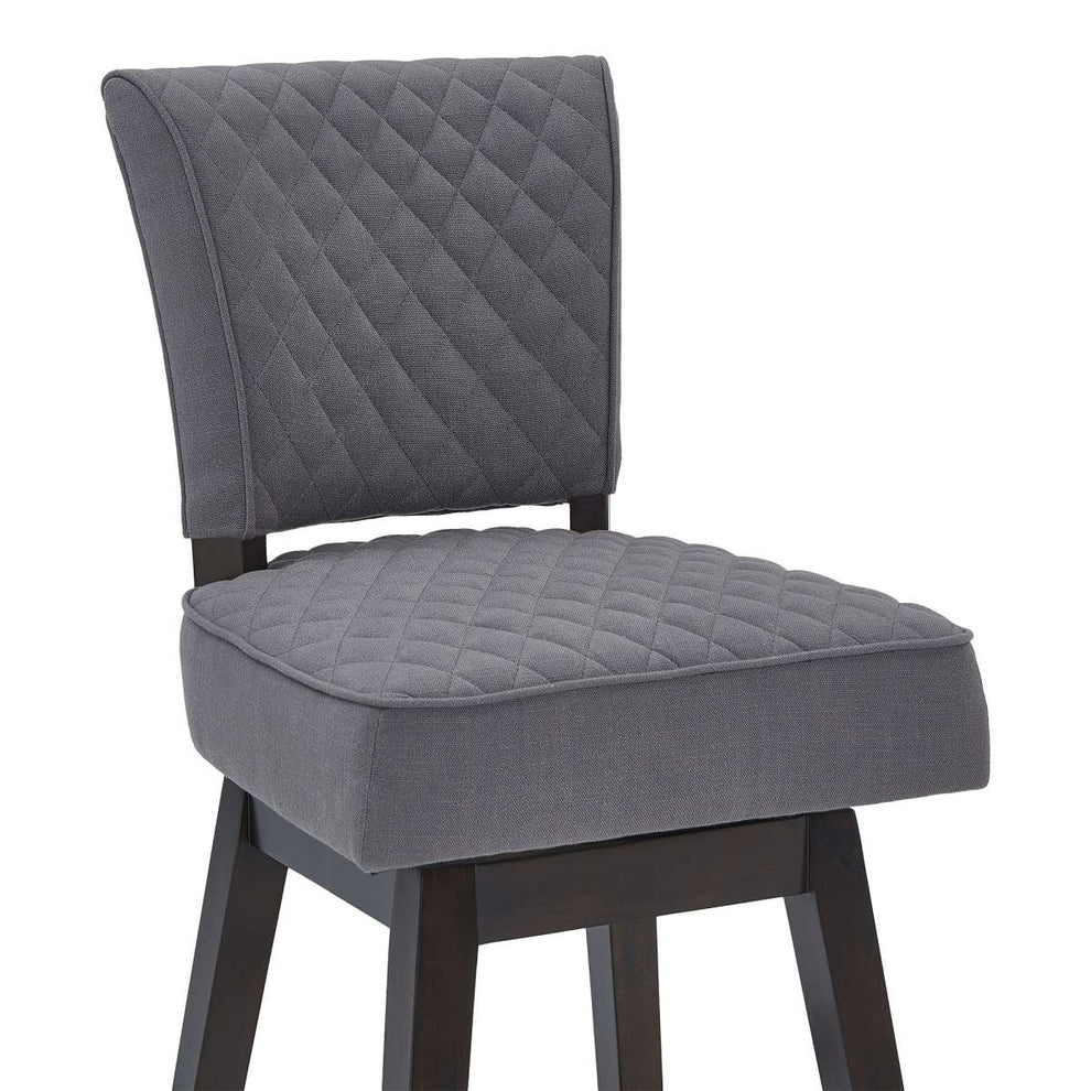 Gia 30" Bar Height Swivel Grey Fabric and Espresso Wood Bar Stool By Armen Living | Bar Stools |  Modishstore  - 3