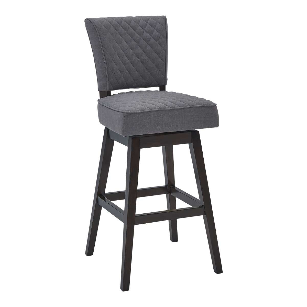 Gia 30" Bar Height Swivel Grey Fabric and Espresso Wood Bar Stool By Armen Living | Bar Stools |  Modishstore  - 7