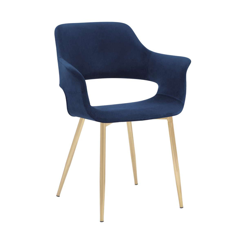 Gigi Blue Velvet Dining Room Chair with Gold Metal Legs - Set of 2 By Armen Living | Dining Chairs | Modishstore - 2