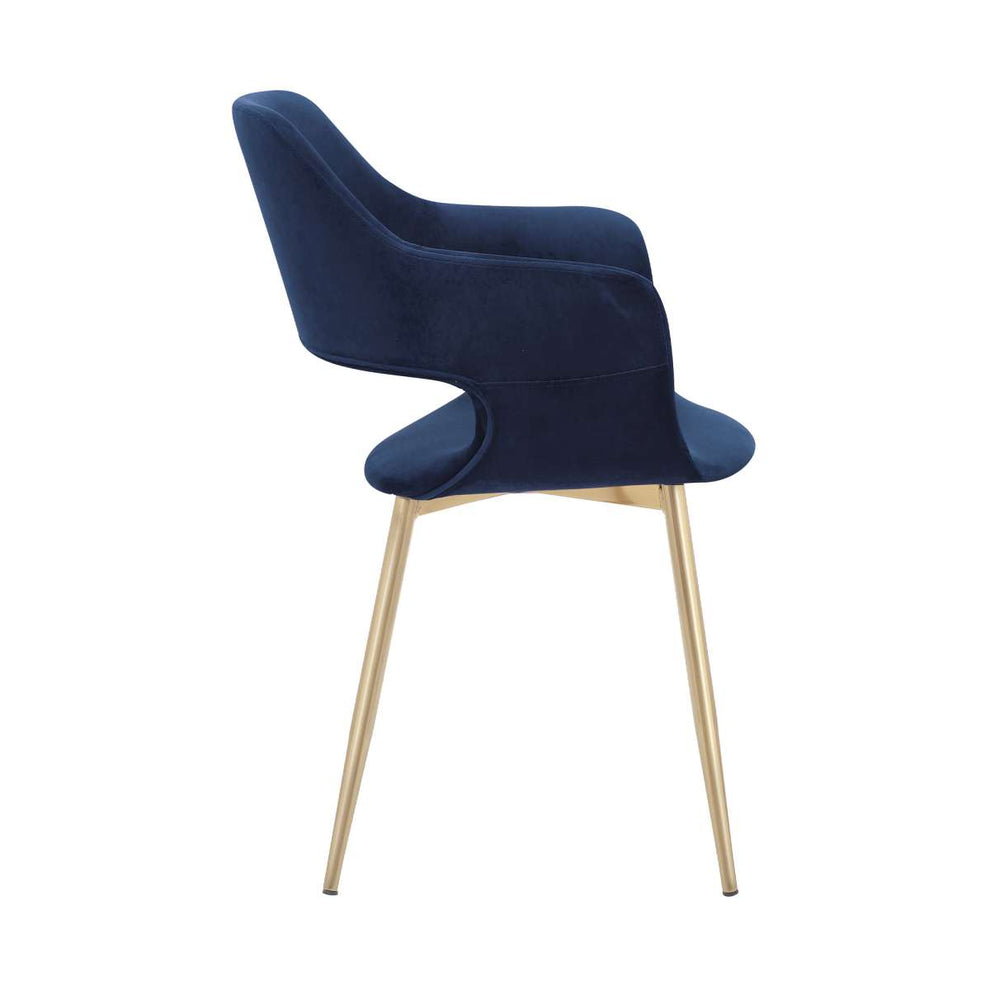 Gigi Blue Velvet Dining Room Chair with Gold Metal Legs - Set of 2 By Armen Living | Dining Chairs | Modishstore - 3