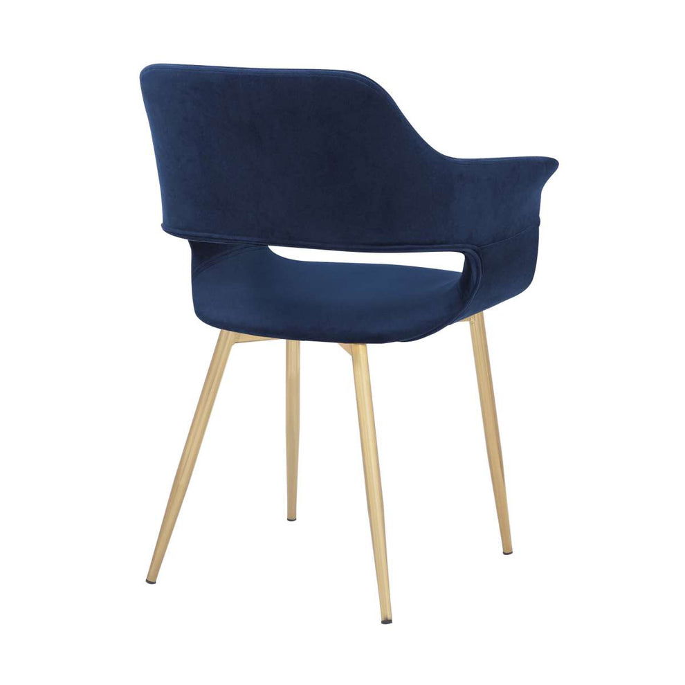 Gigi Blue Velvet Dining Room Chair with Gold Metal Legs - Set of 2 By Armen Living | Dining Chairs | Modishstore - 4