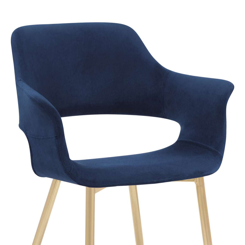 Gigi Blue Velvet Dining Room Chair with Gold Metal Legs - Set of 2 By Armen Living | Dining Chairs | Modishstore - 6