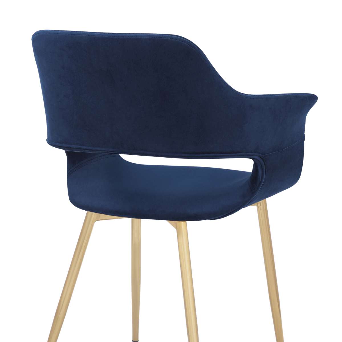 Gigi Blue Velvet Dining Room Chair with Gold Metal Legs - Set of 2 By Armen Living | Dining Chairs | Modishstore - 7