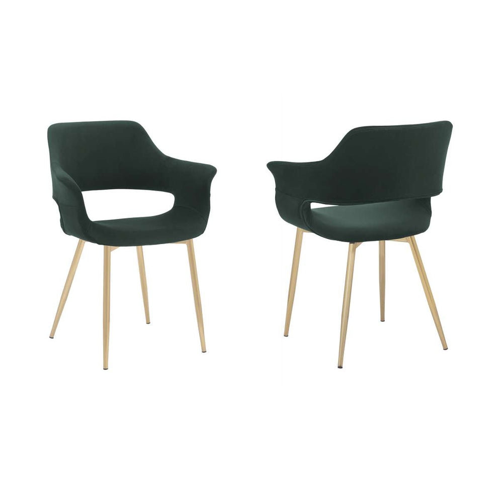 Gigi Blue Velvet Dining Room Chair with Gold Metal Legs - Set of 2 By Armen Living | Dining Chairs | Modishstore - 8