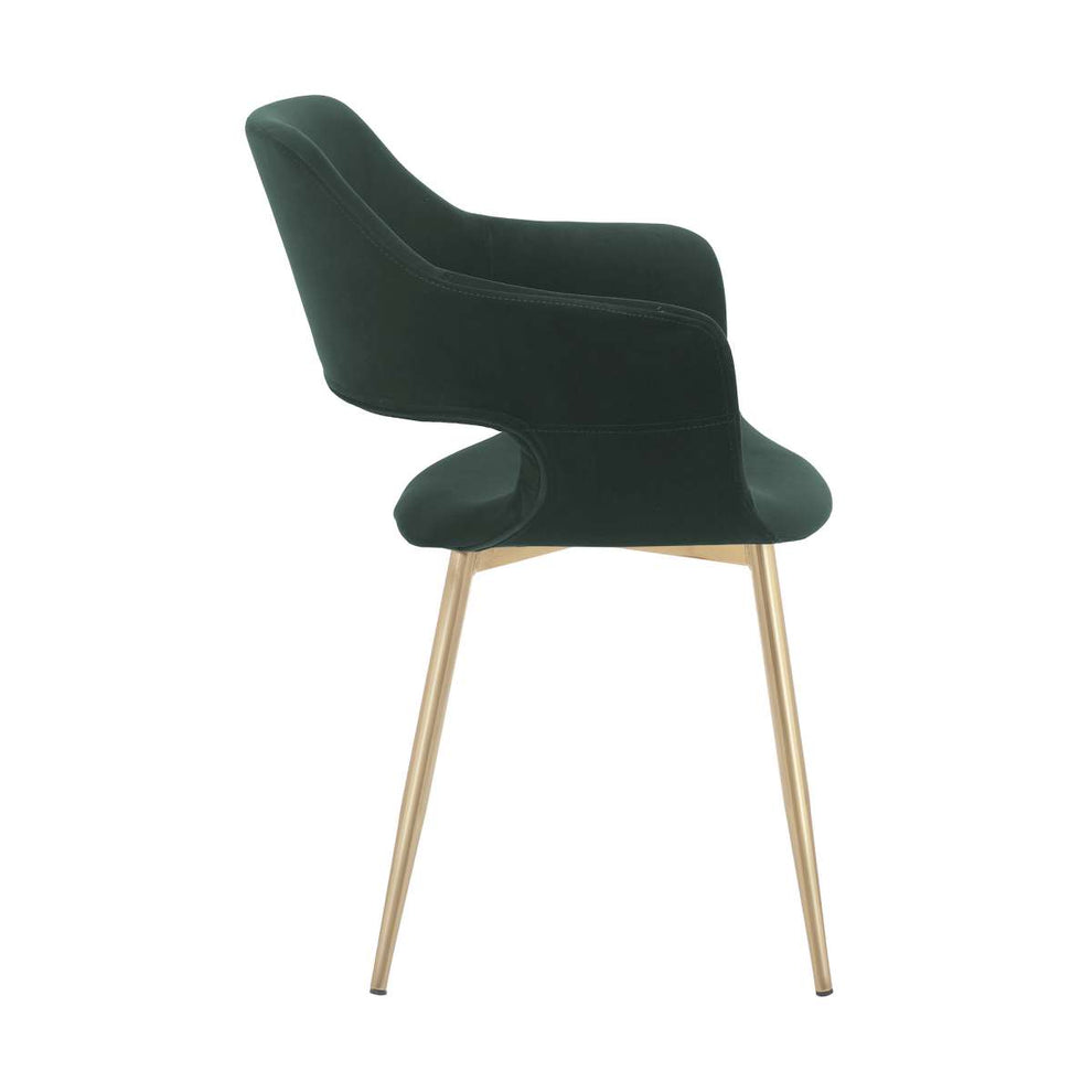 Gigi Blue Velvet Dining Room Chair with Gold Metal Legs - Set of 2 By Armen Living | Dining Chairs | Modishstore - 10