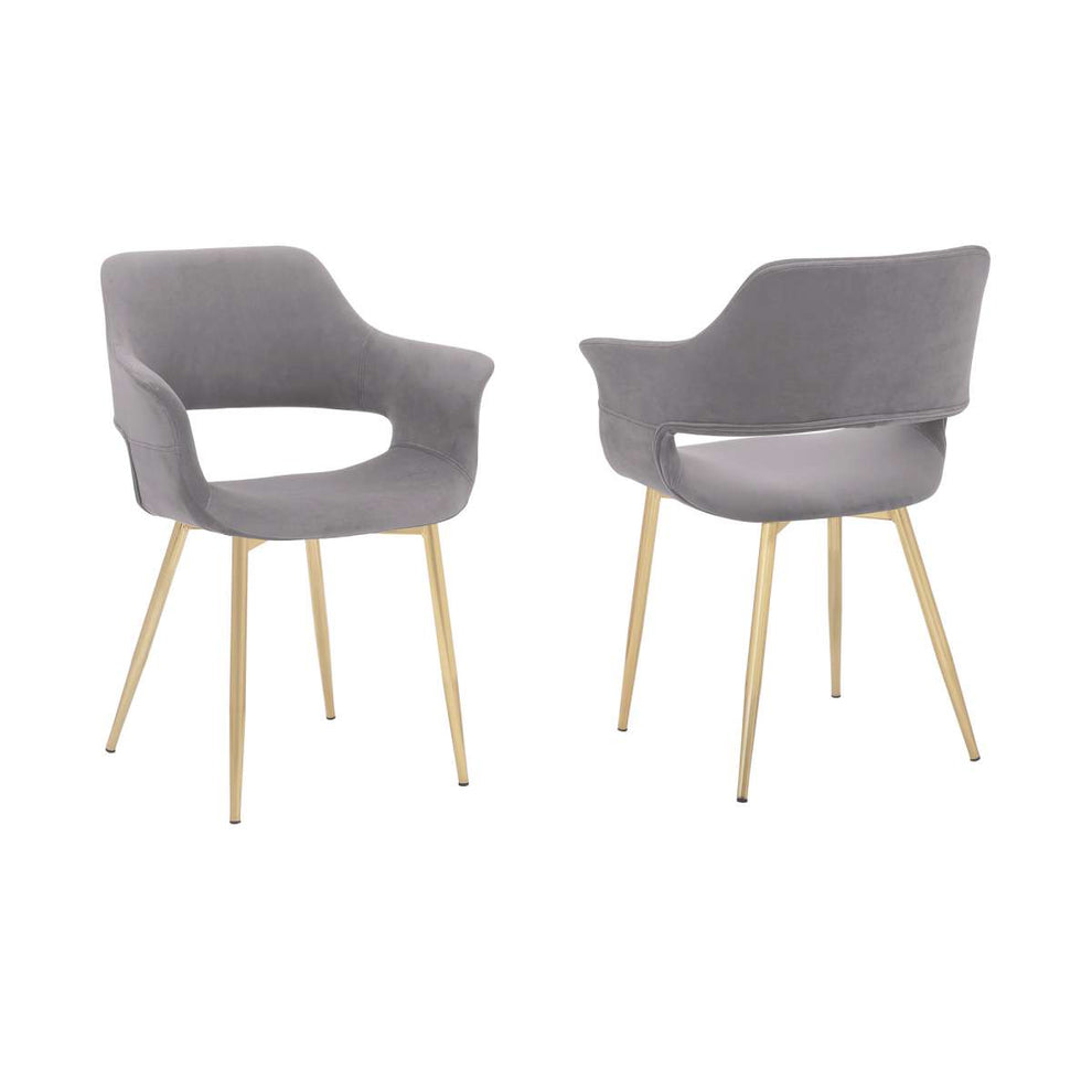 Gigi Blue Velvet Dining Room Chair with Gold Metal Legs - Set of 2 By Armen Living | Dining Chairs | Modishstore - 15