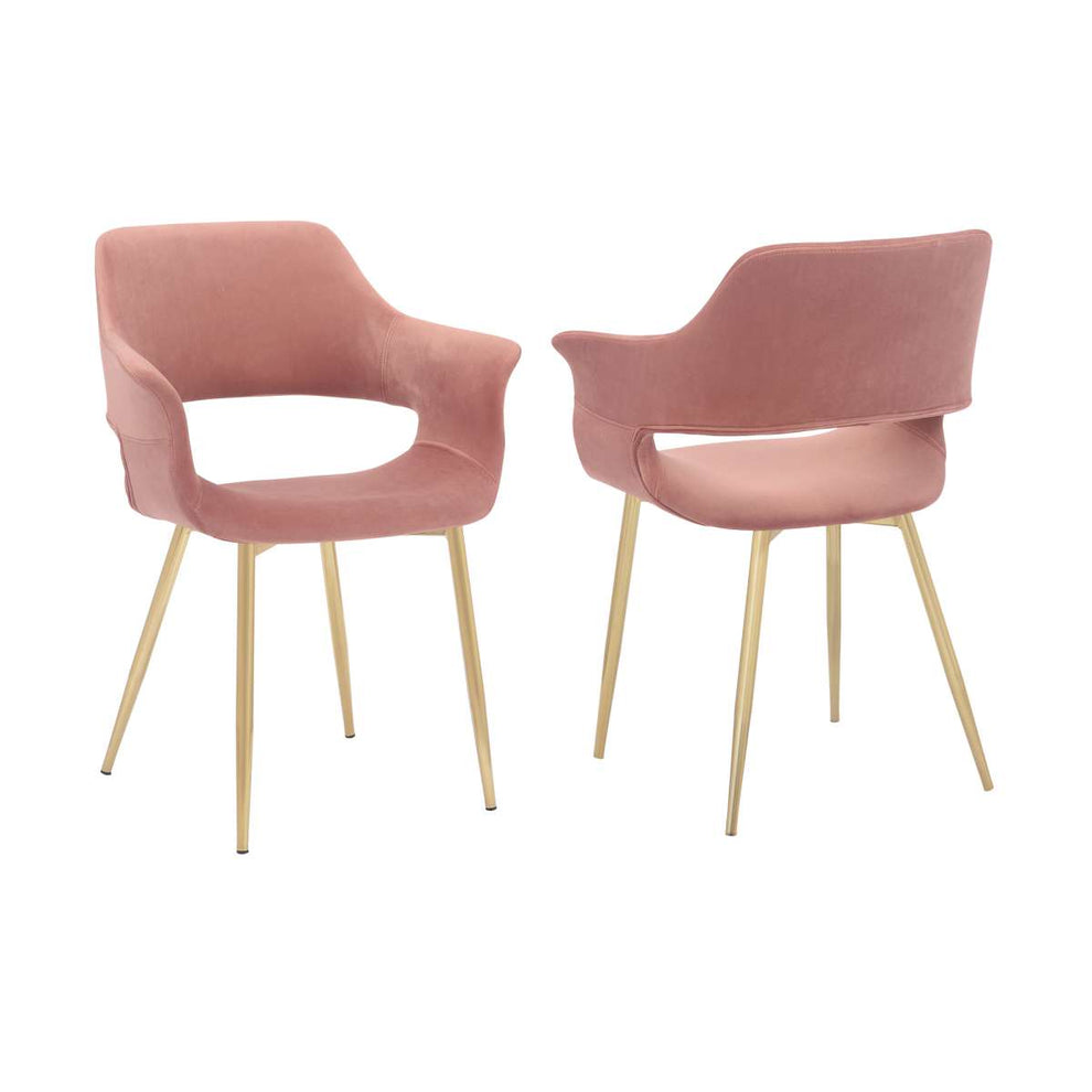 Gigi Blue Velvet Dining Room Chair with Gold Metal Legs - Set of 2 By Armen Living | Dining Chairs | Modishstore - 22