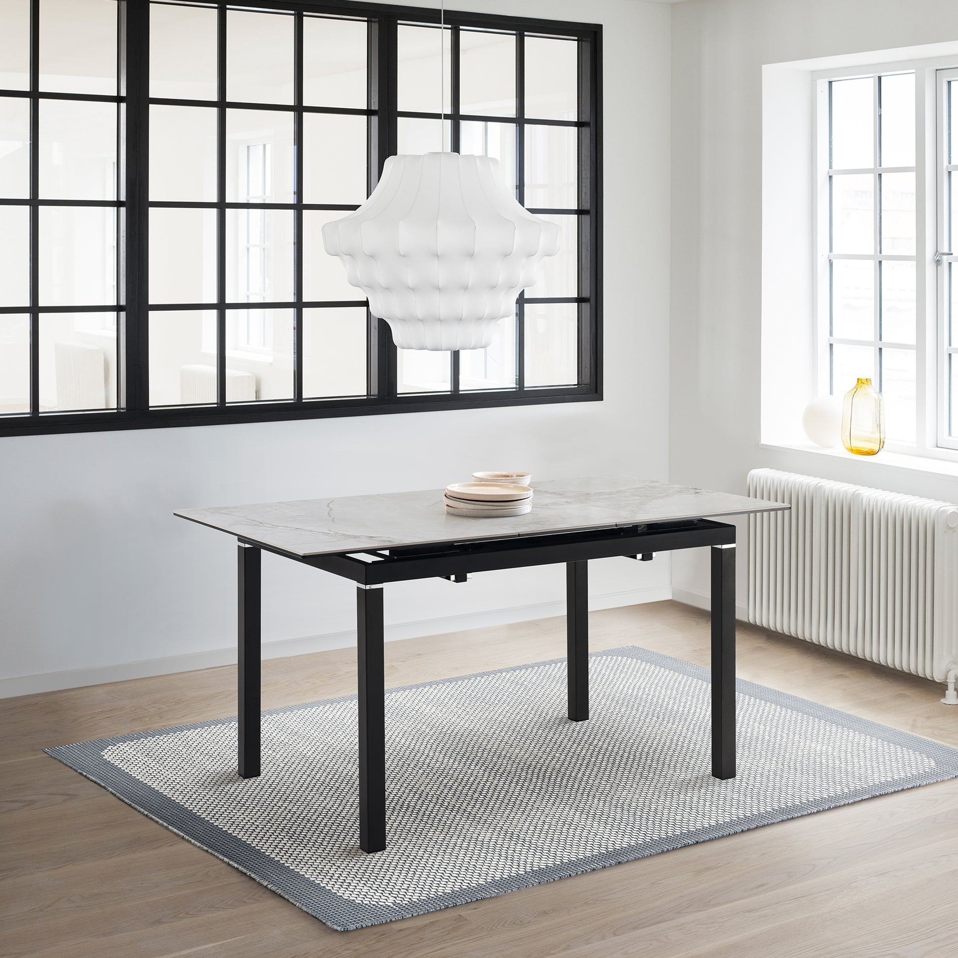 Giana Extendable Dining Table in Stone and Metal By Armen Living | Dining Tables | Modishstore