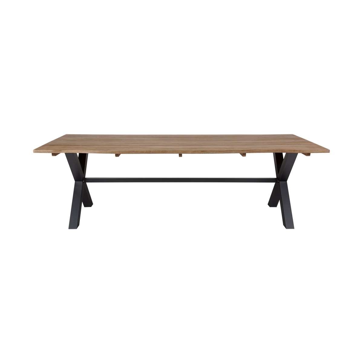 Glendora Outdoor Patio Live Edge Dining Table in Eucalyptus Wood with Black Metal Base By Armen Living | Outdoor Tables | Modishstore - 3