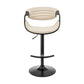 Gionni Adjustable Swivel Cream Faux Leather and Black Wood Bar Stool with Black Base By Armen Living | Bar Stools | Modishstore - 3