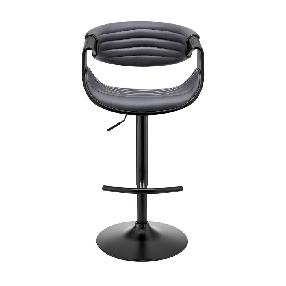 Gionni Adjustable Swivel Cream Faux Leather and Black Wood Bar Stool with Black Base By Armen Living | Bar Stools | Modishstore - 11