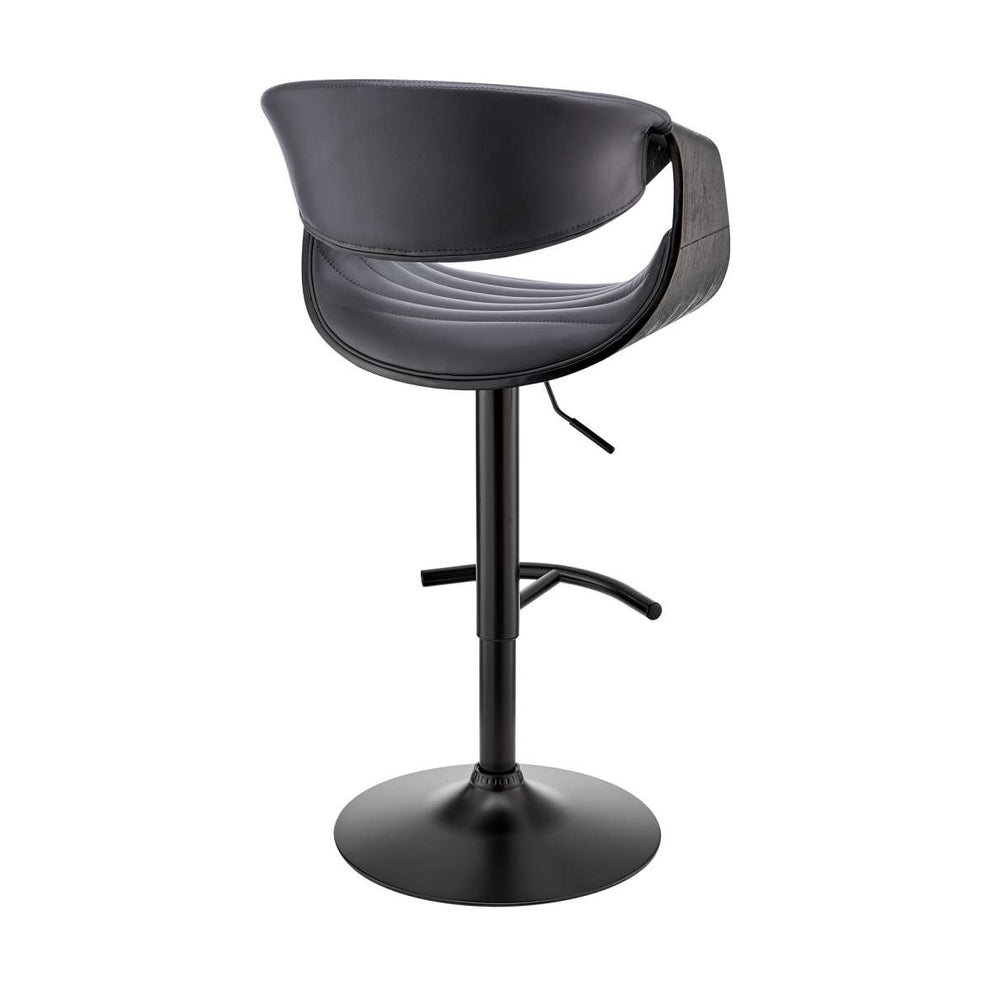 Gionni Adjustable Swivel Cream Faux Leather and Black Wood Bar Stool with Black Base By Armen Living | Bar Stools | Modishstore - 12