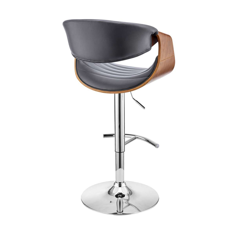 Gionni Adjustable Swivel Cream Faux Leather and Walnut Wood Bar Stool with Chrome Base By Armen Living | Bar Stools | Modishstore - 12