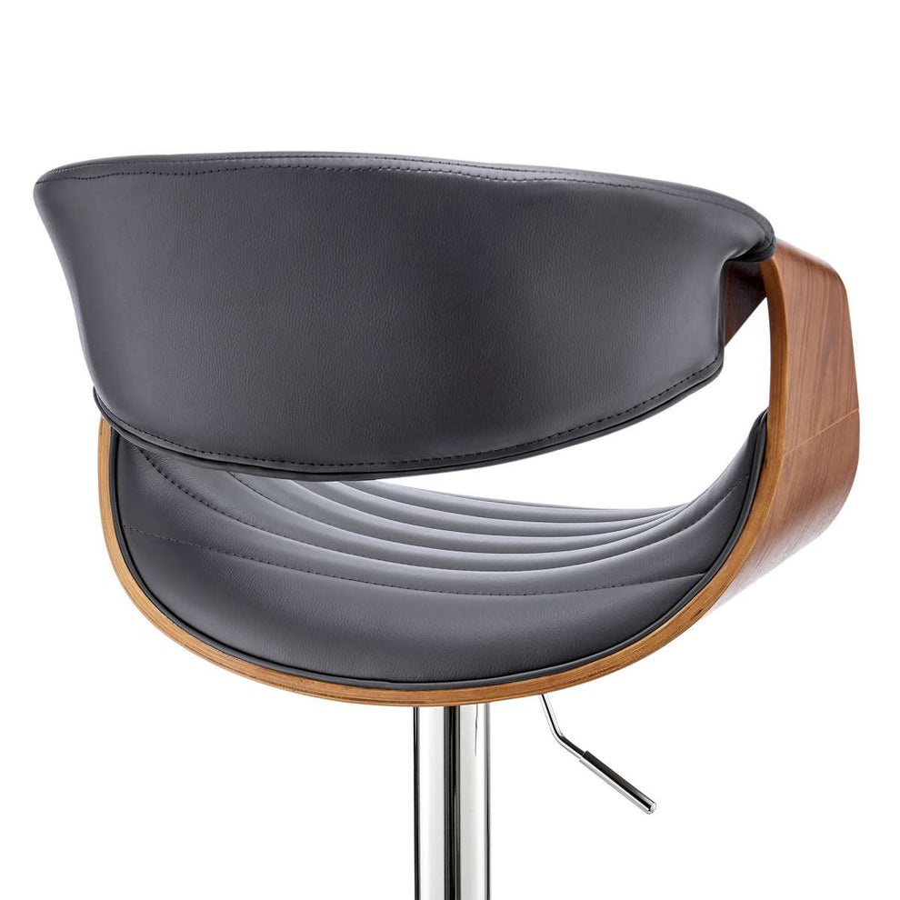 Gionni Adjustable Swivel Cream Faux Leather and Walnut Wood Bar Stool with Chrome Base By Armen Living | Bar Stools | Modishstore - 15