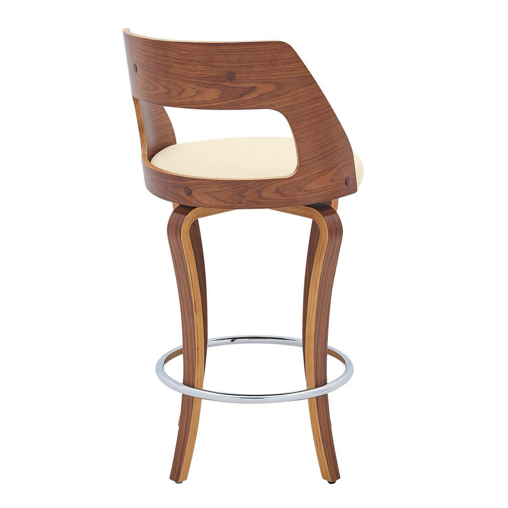 Grady 26" Swivel Cream Faux Leather and Walnut Wood Bar Stool By Armen Living | Bar Stools |  Modishstore  - 5