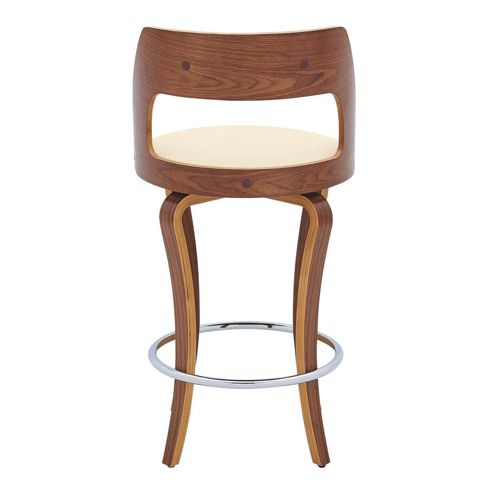Grady 26" Swivel Cream Faux Leather and Walnut Wood Bar Stool By Armen Living | Bar Stools |  Modishstore  - 6