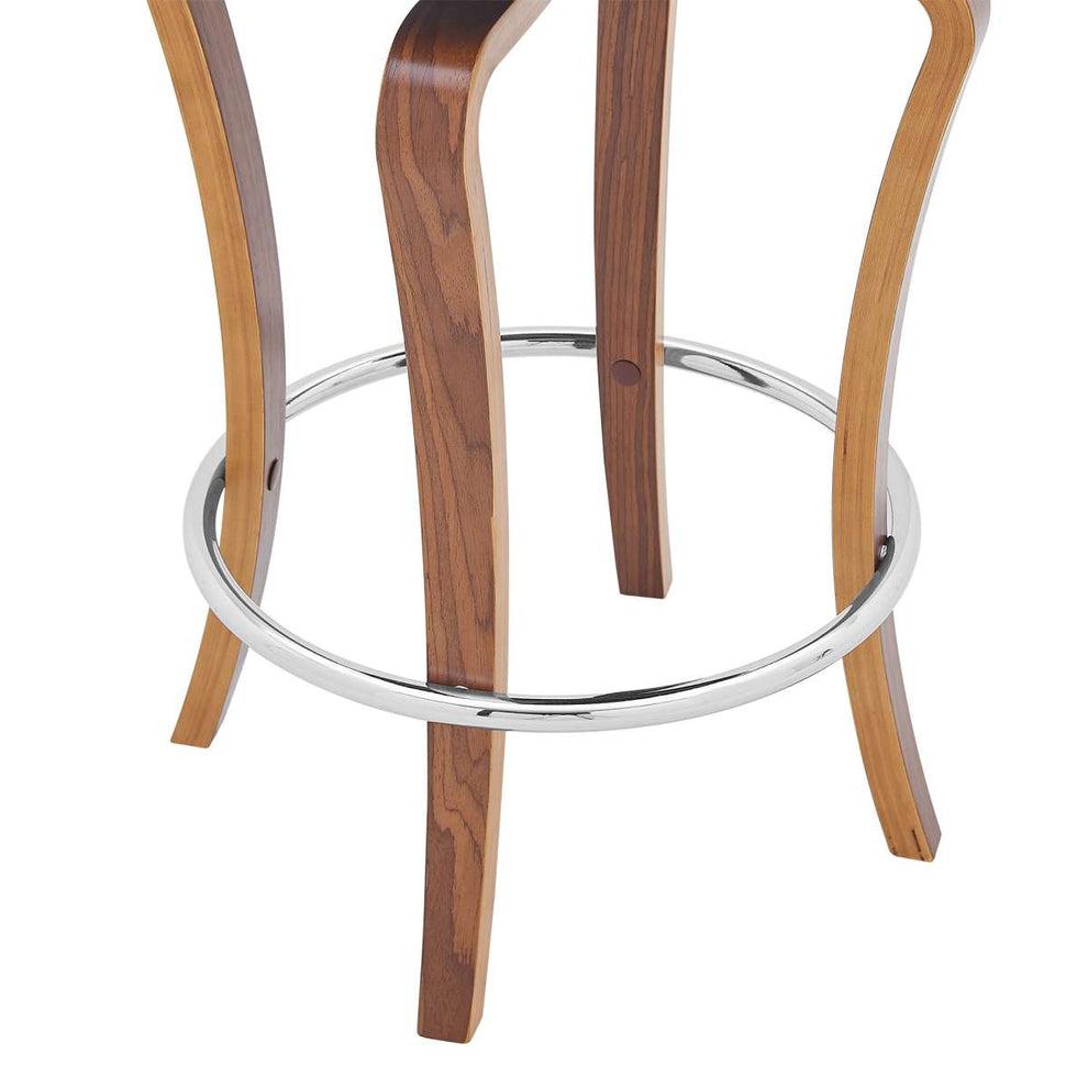 Grady 30" Swivel Gray Faux Leather and Walnut Wood Bar Stool By Armen Living | Bar Stools |  Modishstore  - 4
