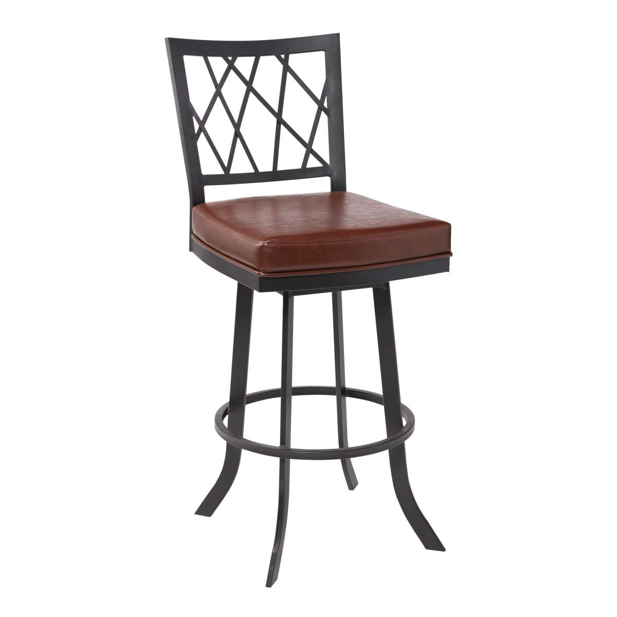 Giselle Contemporary 30" Bar Height Barstool in Matte Black Finish and Vintage Coffee Faux Leather By Armen Living | Bar Stools |  Modishstore  - 2