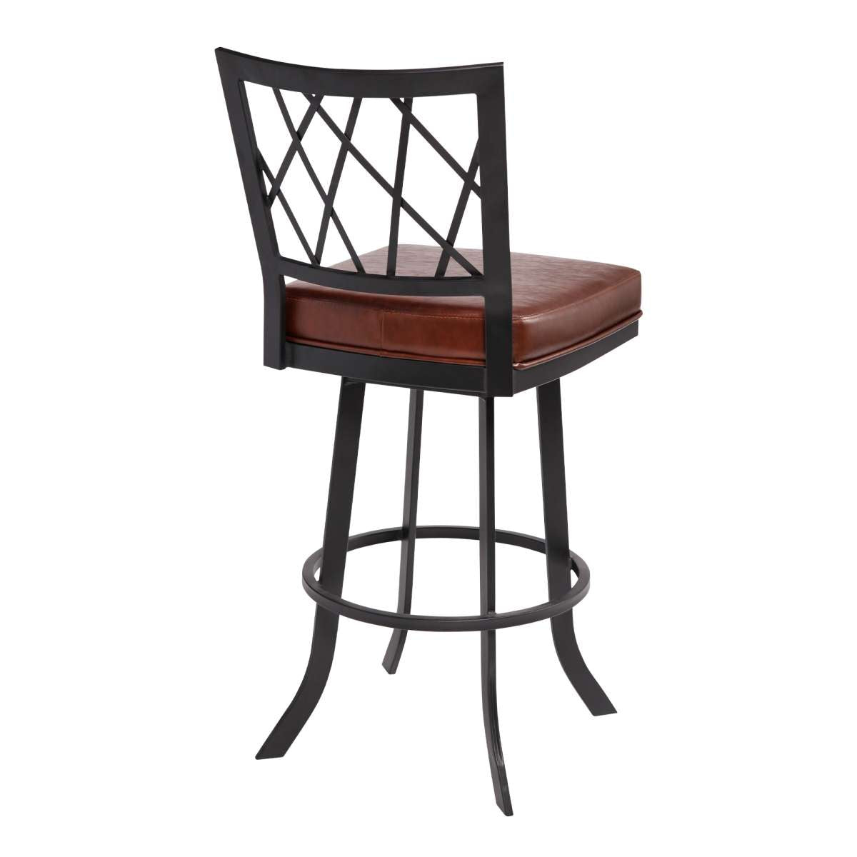 Giselle Contemporary 30" Bar Height Barstool in Matte Black Finish and Vintage Coffee Faux Leather By Armen Living | Bar Stools |  Modishstore  - 3