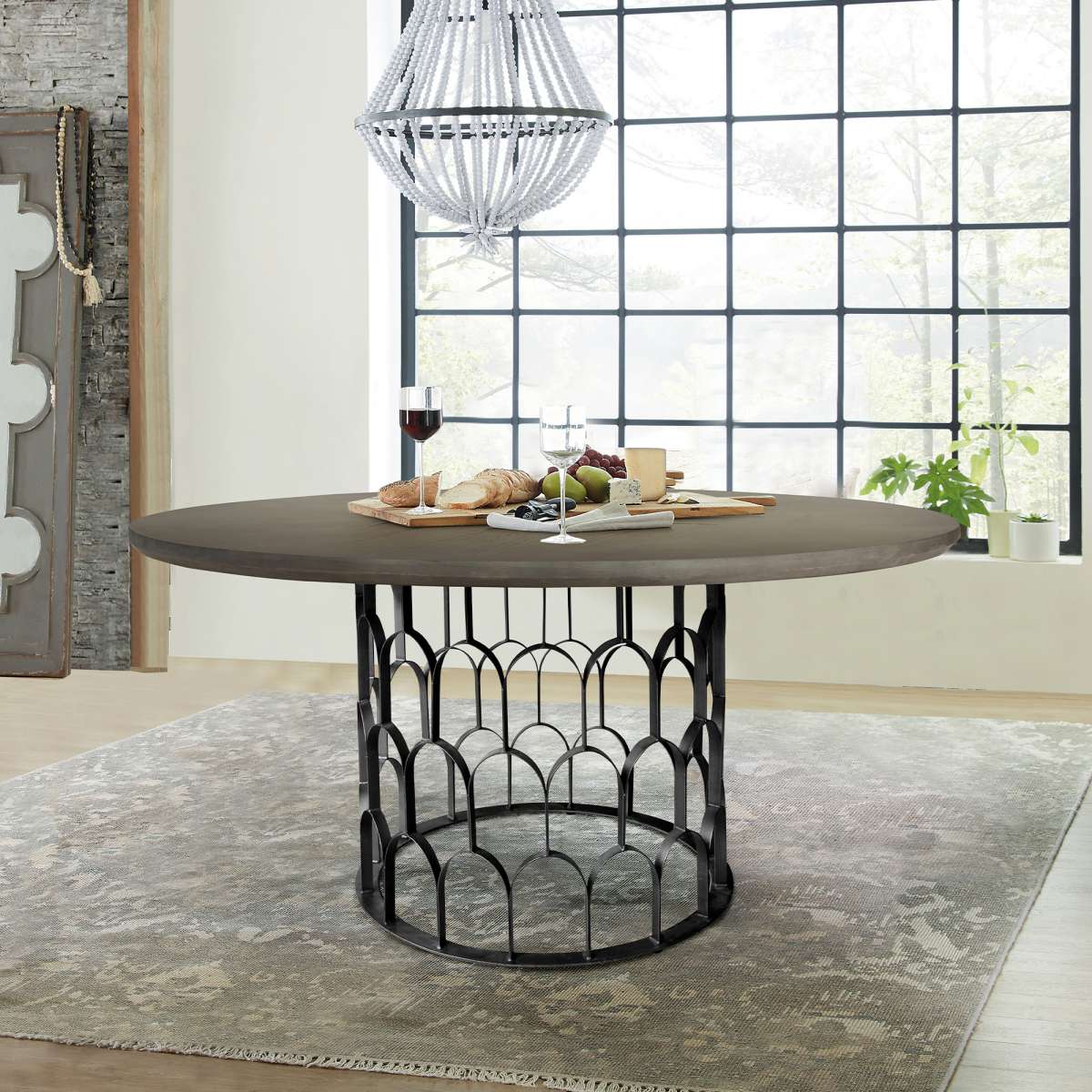 Gatsby Concrete and Metal Round Dining Table By Armen Living | Dining Tables | Modishstore