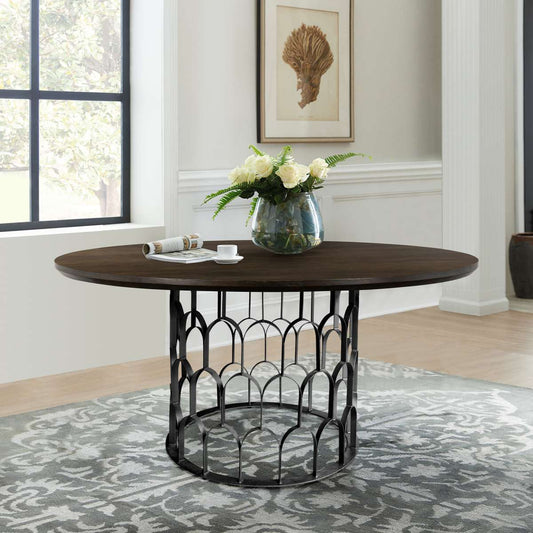 Gatsby Oak and Metal Round Dining Table By Armen Living | Dining Tables | Modishstore