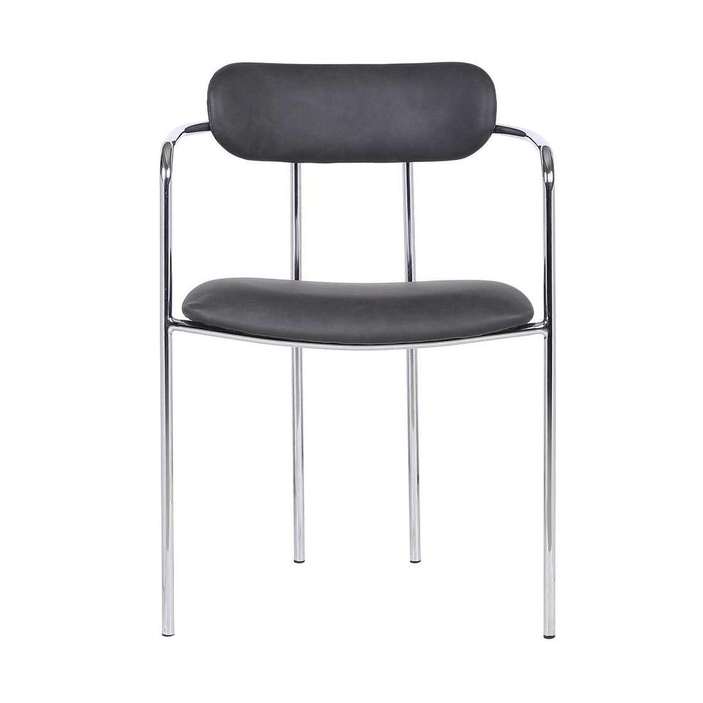Gwen Contemporary Dining Chair in Chrome Finish with Gray Faux Leather - Set of 2 By Armen Living | Dining Chairs | Modishstore - 2