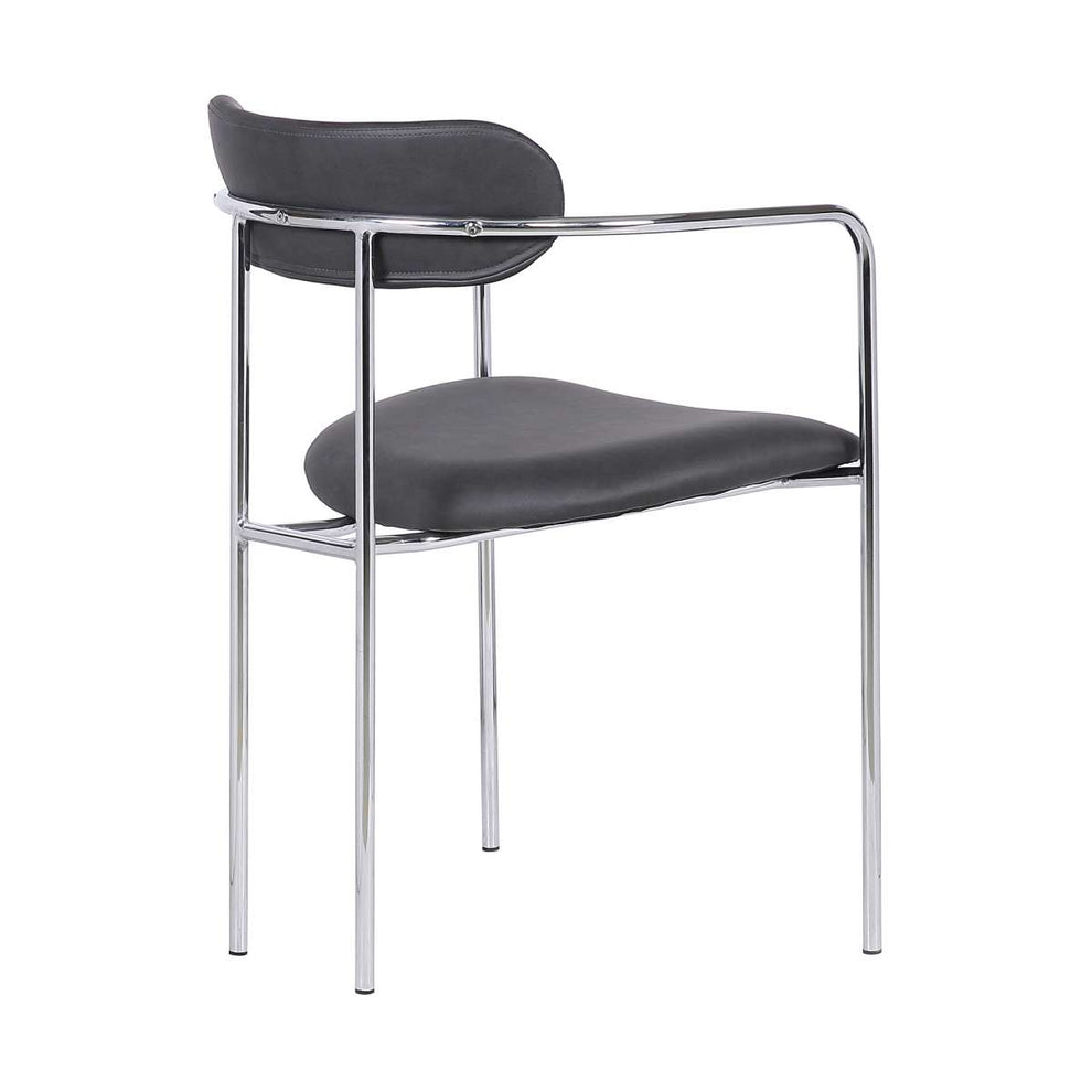 Gwen Contemporary Dining Chair in Chrome Finish with Gray Faux Leather - Set of 2 By Armen Living | Dining Chairs | Modishstore - 3