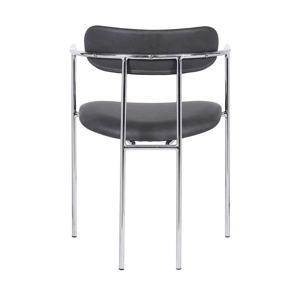 Gwen Contemporary Dining Chair in Chrome Finish with Gray Faux Leather - Set of 2 By Armen Living | Dining Chairs | Modishstore - 4