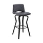 Gerty 26" Swivel Grey Faux Leather and Black Wood Bar Stool By Armen Living | Bar Stools | Modishstore - 2