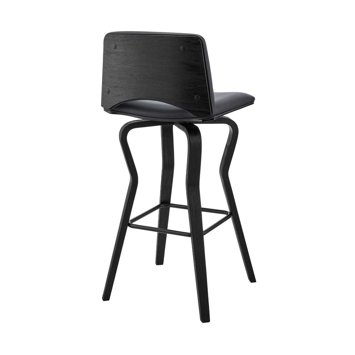 Gerty 26" Swivel Grey Faux Leather and Black Wood Bar Stool By Armen Living | Bar Stools | Modishstore - 4