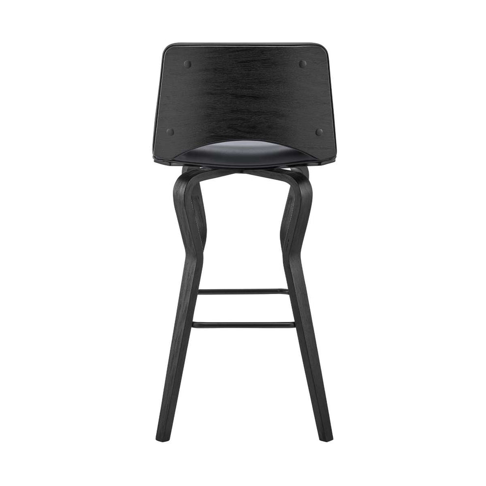 Gerty 26" Swivel Grey Faux Leather and Black Wood Bar Stool By Armen Living | Bar Stools | Modishstore - 5