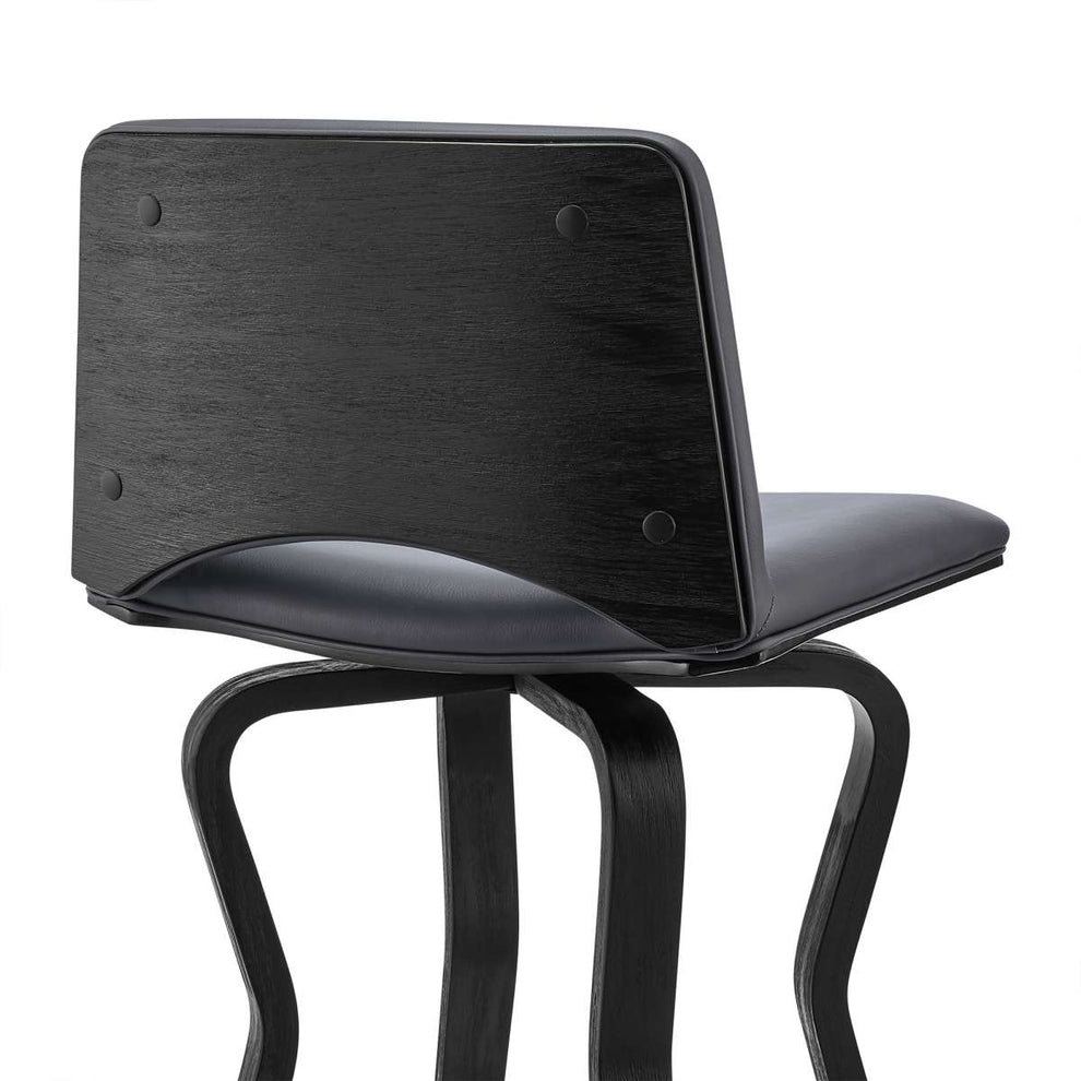 Gerty 26" Swivel Grey Faux Leather and Black Wood Bar Stool By Armen Living | Bar Stools | Modishstore - 7
