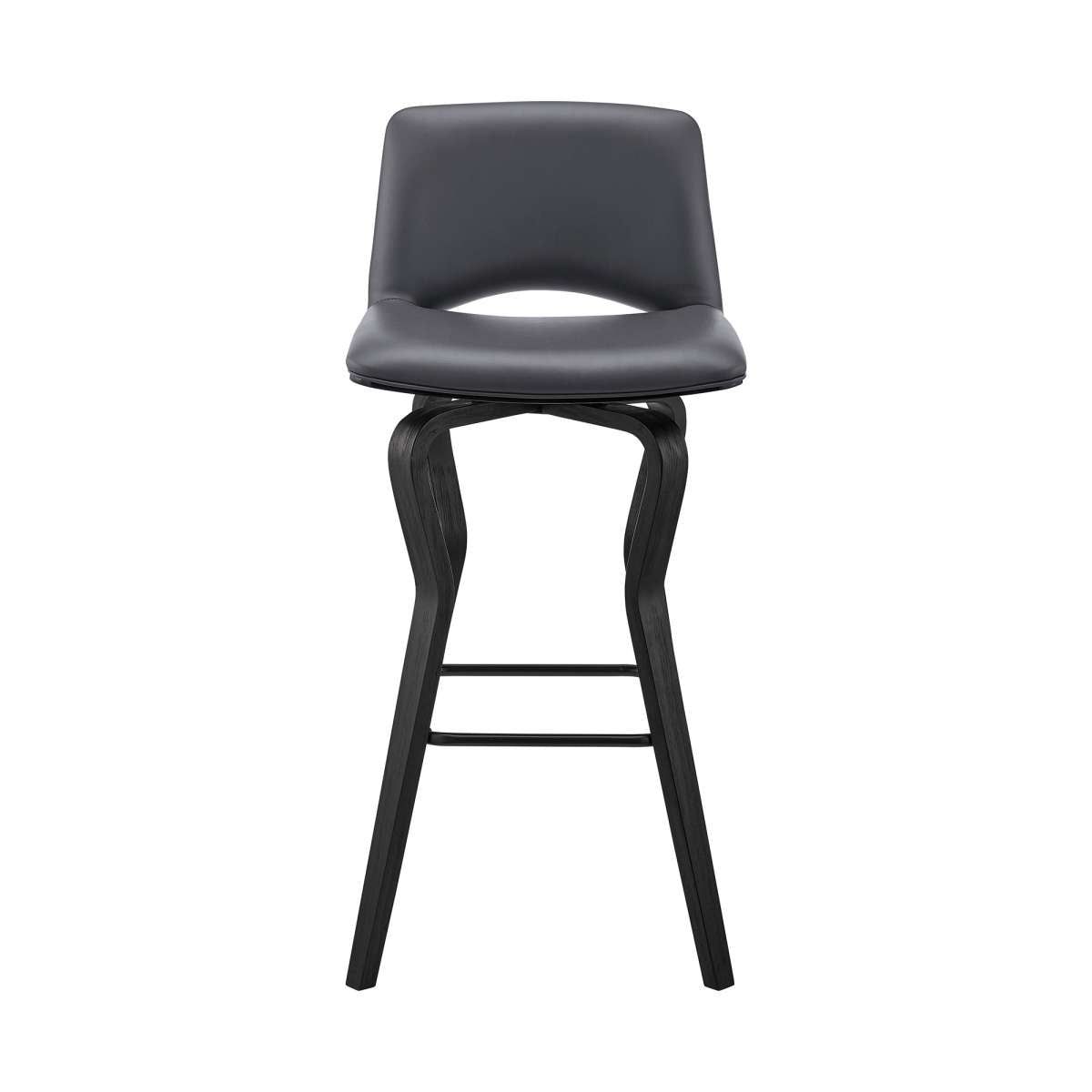 Gerty 30" Swivel Grey Faux Leather and Black Wood Bar Stool By Armen Living | Bar Stools | Modishstore - 3