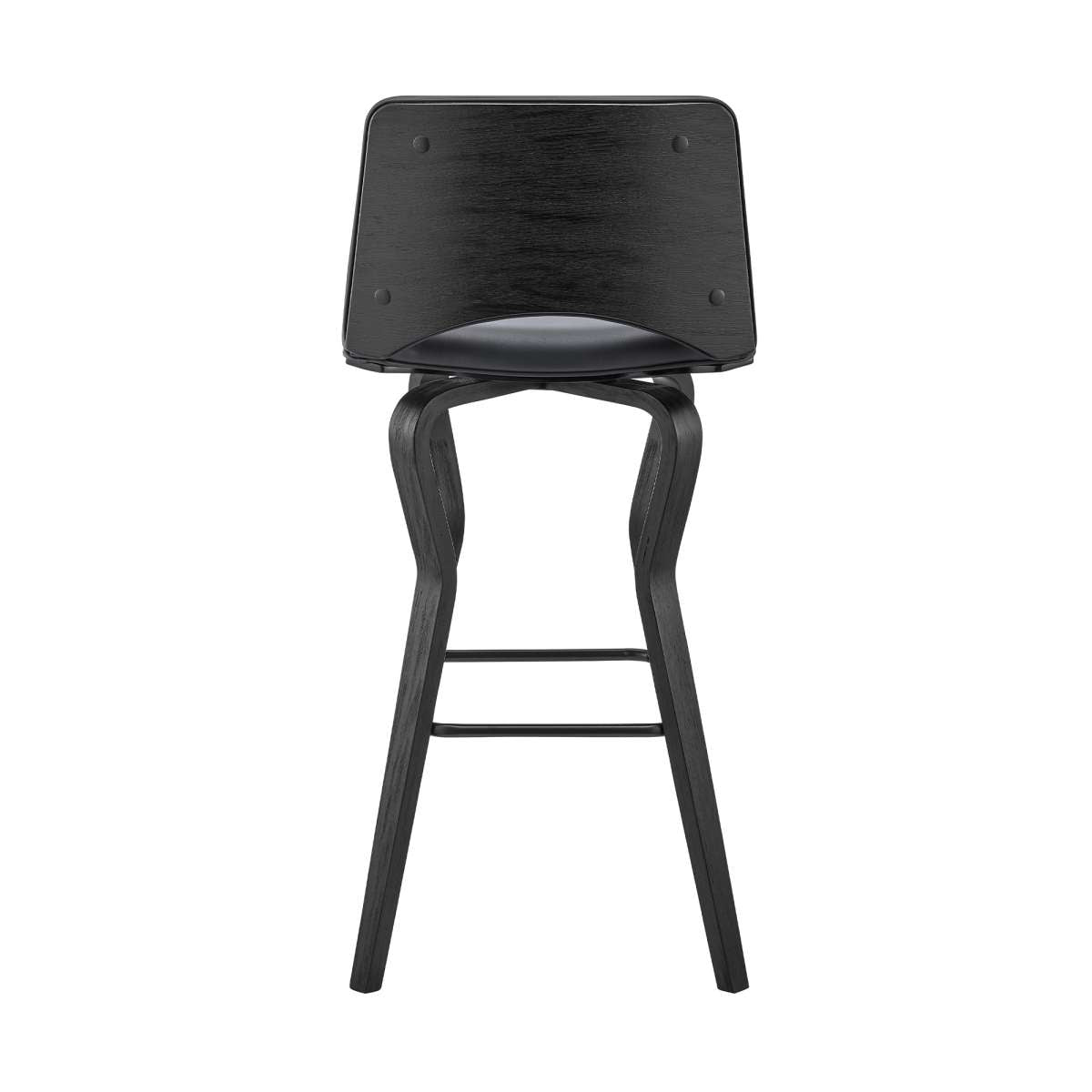 Gerty 30" Swivel Grey Faux Leather and Black Wood Bar Stool By Armen Living | Bar Stools | Modishstore - 5