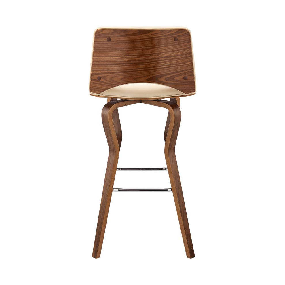 Gerty 26" Swivel Cream Faux Leather and Walnut Wood Bar Stool By Armen Living | Bar Stools | Modishstore - 5